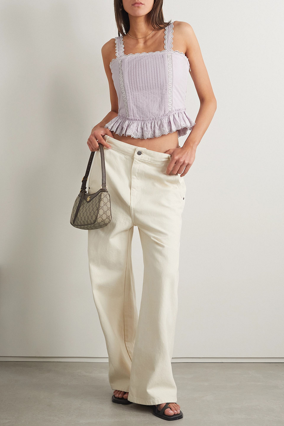  Loveshackfancy - Skipper Bustier Aus Baumwollpopeline Mit Biesen Und Besätzen Mit Lochstrickerei - Lila - Us 14 