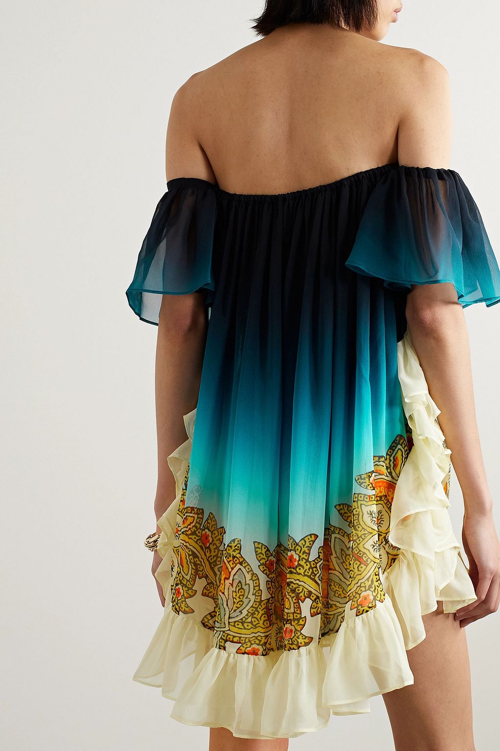 ETRO Off-the-shoulder printed silk-chiffon mini dress
