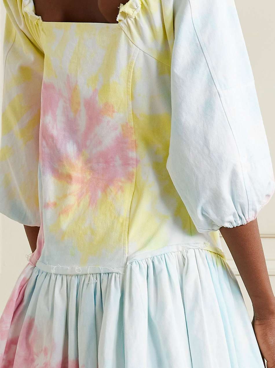 chai frayed tie-dyed cotton-blend twill mini dress