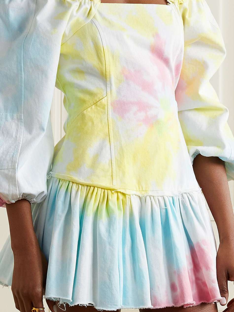 chai frayed tie-dyed cotton-blend twill mini dress