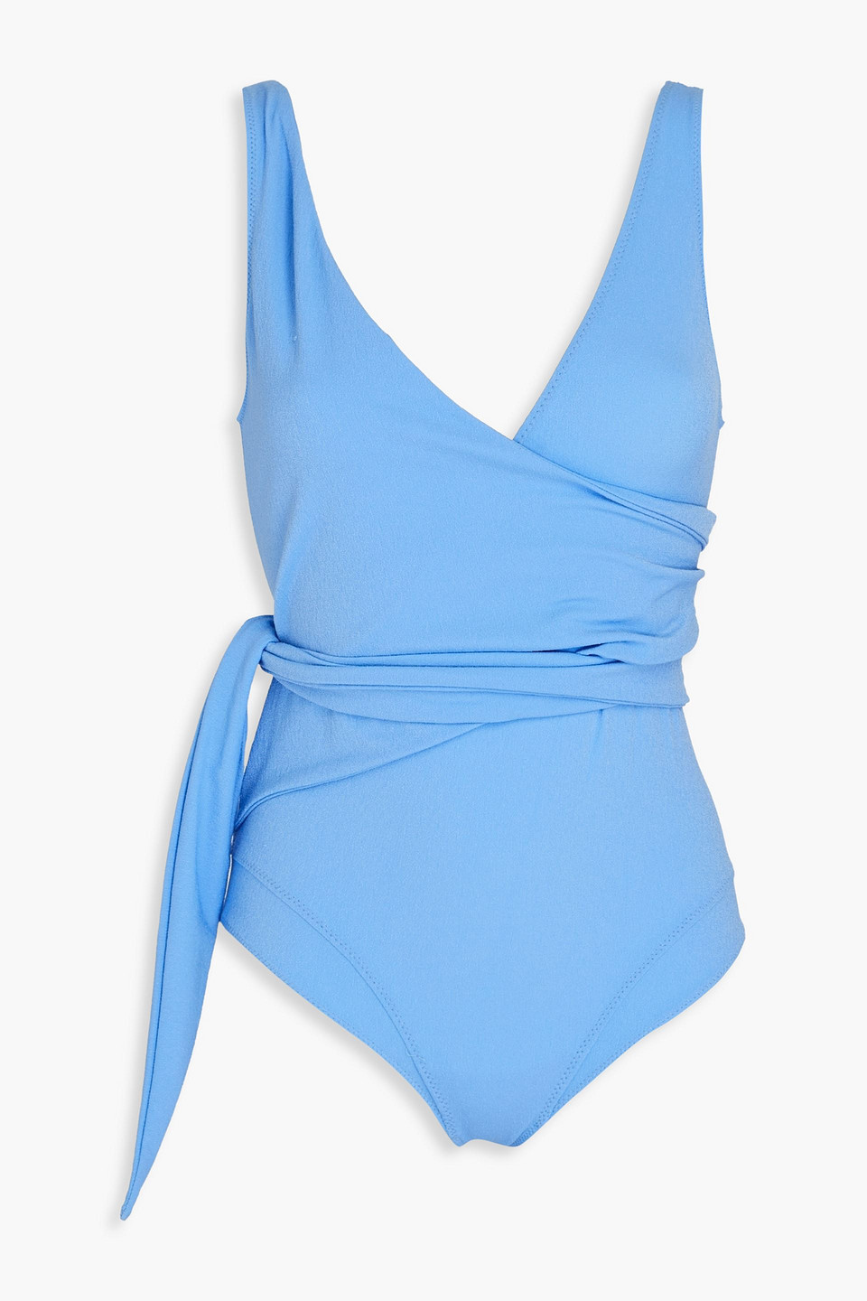Lisa Marie Fernandez Dree Louise Stretch-crepe Wrap-effect Swimsuit In Light Blue