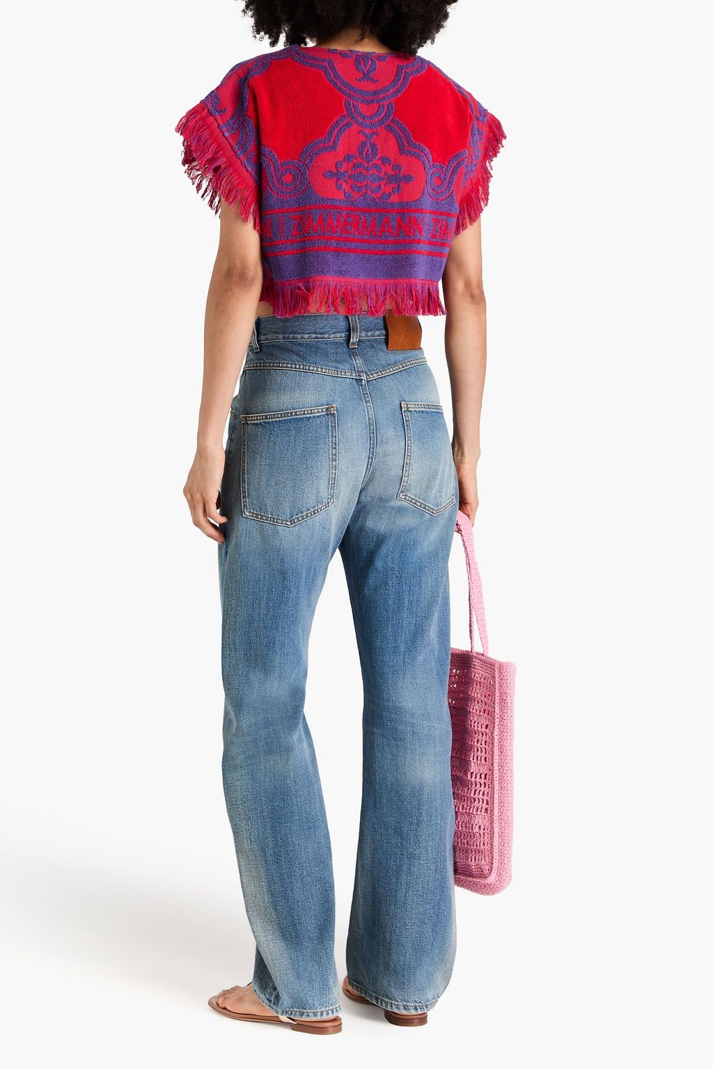 ZIMMERMANN Cropped fringed cotton-terry top