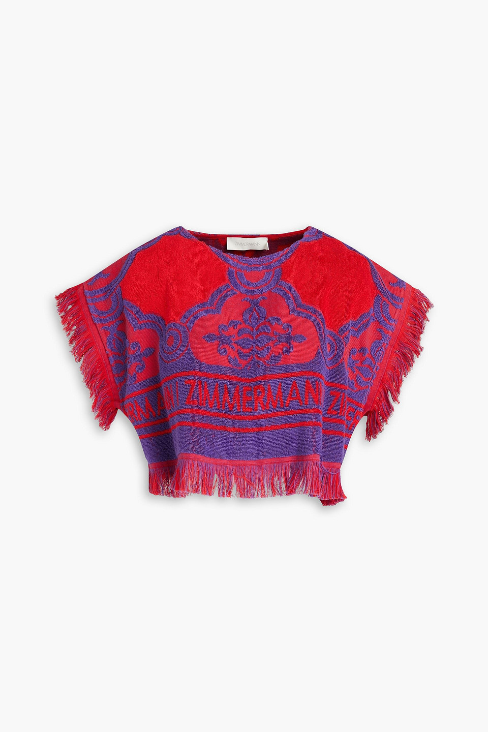 Zimmermann Cropped Fringed Cotton-terry Top In Multi