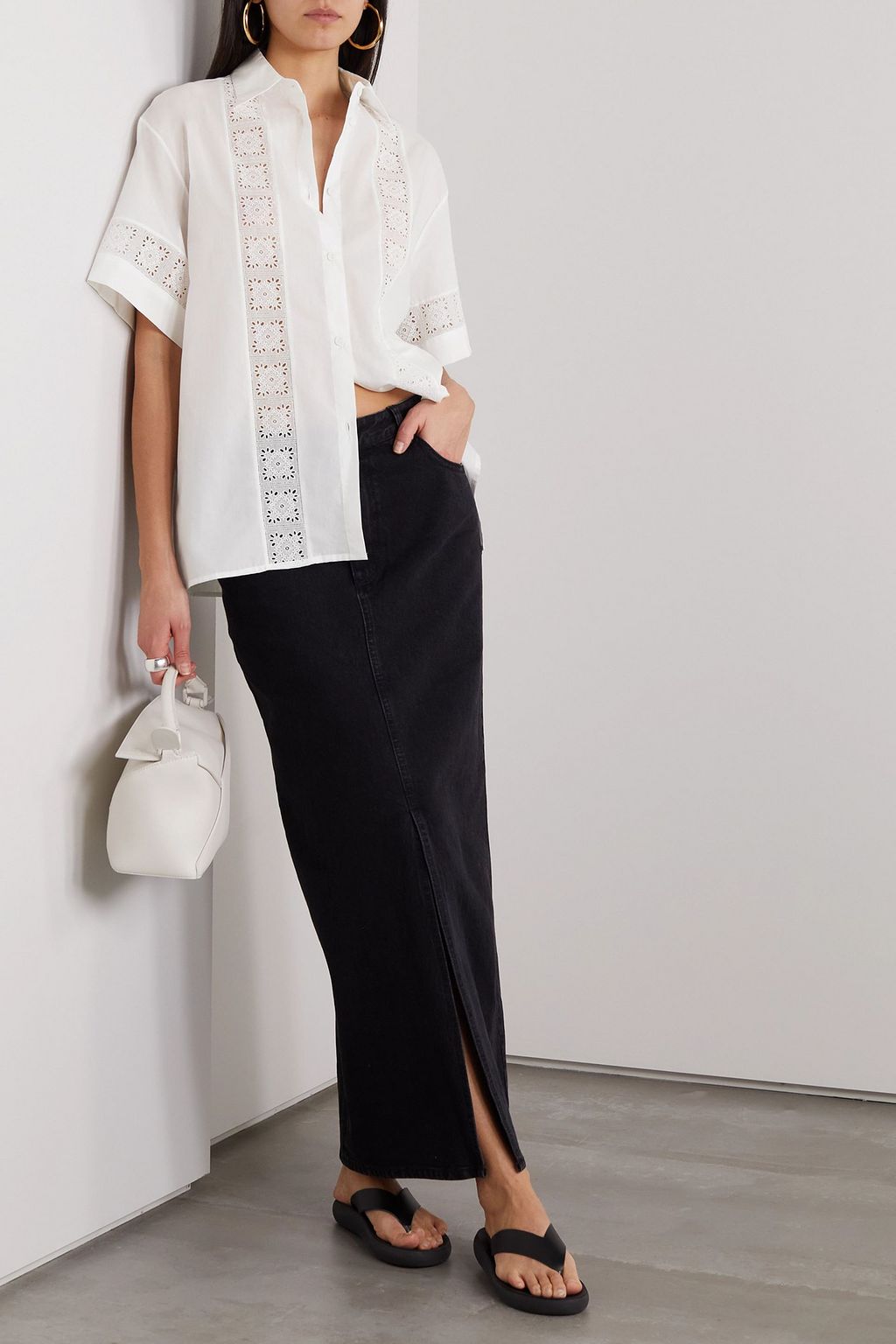 MATTEAU Broderie anglaise cotton-poplin shirt