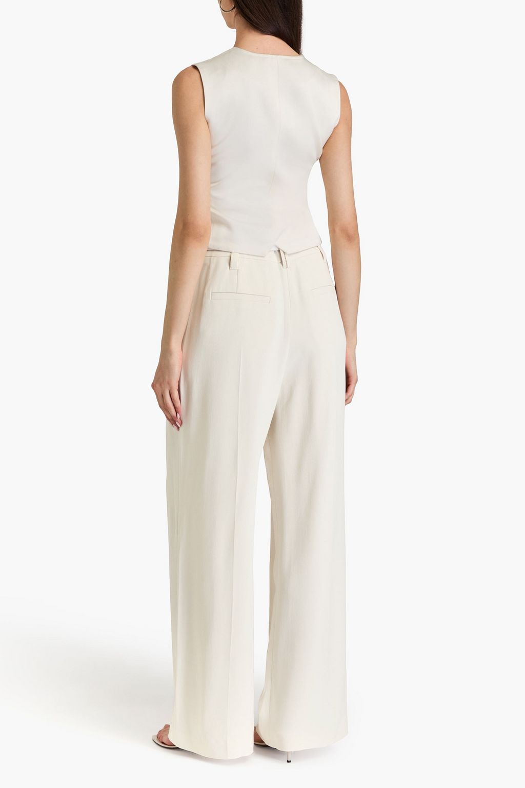 BRUNELLO CUCINELLI クレープ ワイドレッグパンツ タック入り