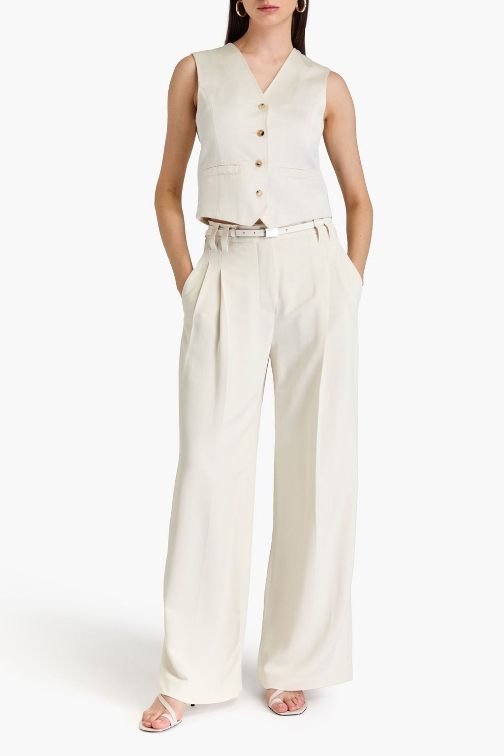 BRUNELLO CUCINELLI クレープ ワイドレッグパンツ タック入り