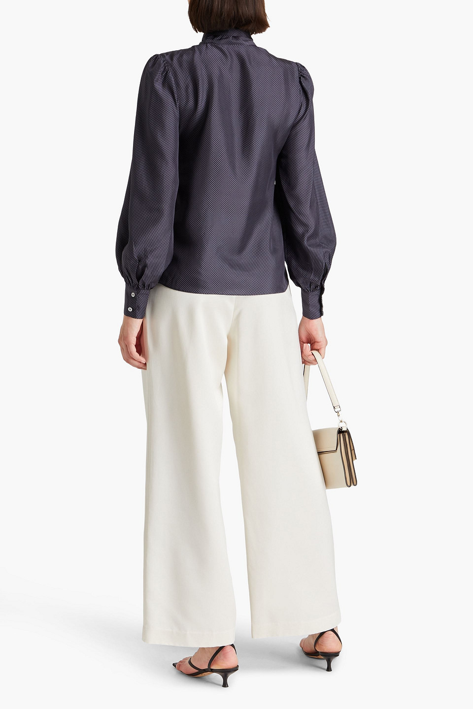 Officine Generale Sibylle Polka-dot Silk Blouse In Midnight Blue