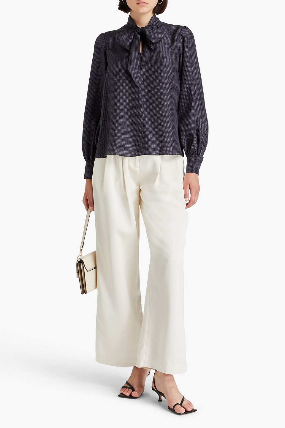 Officine Generale Sibylle Polka-dot Silk Blouse In Midnight Blue