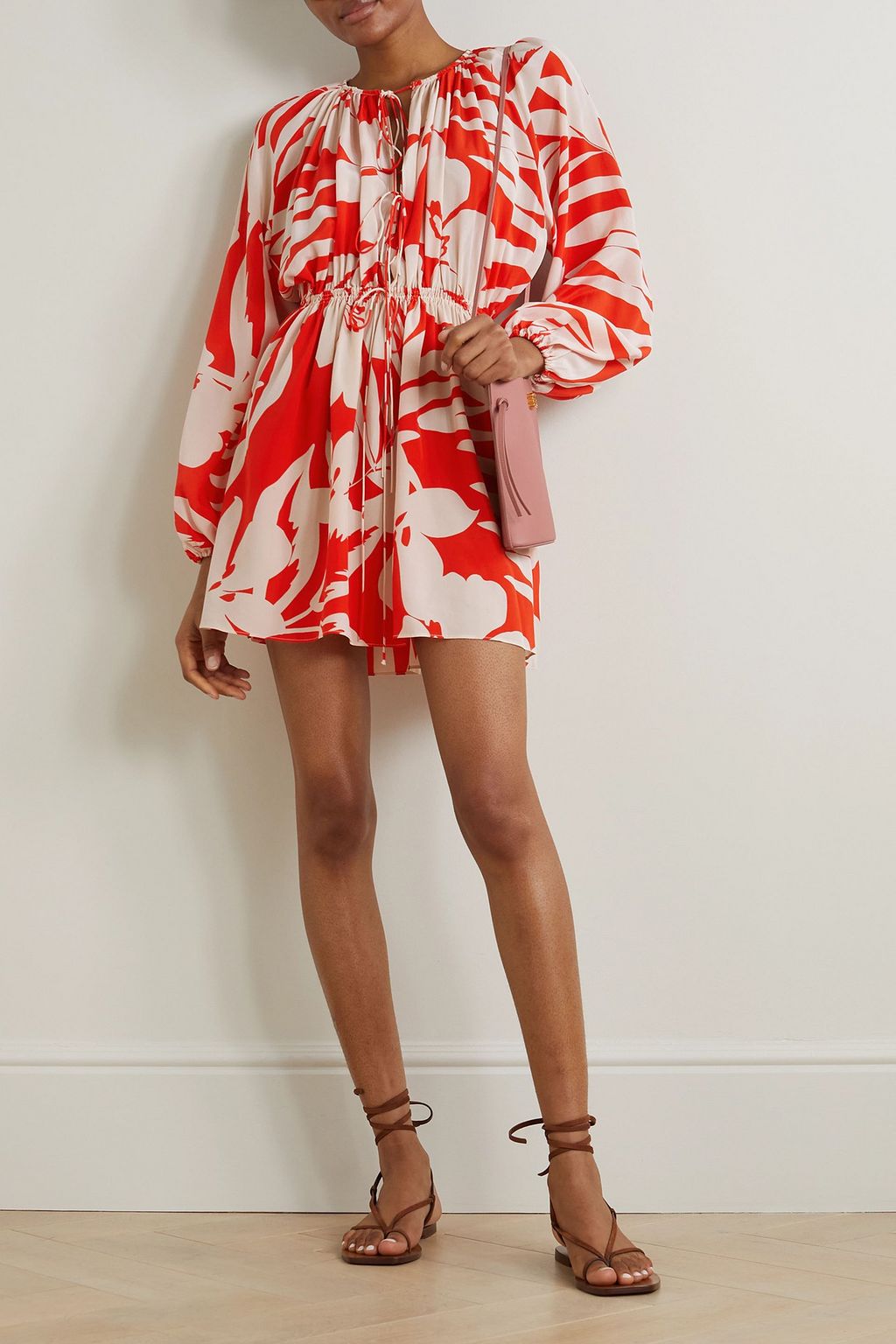 MATTEAU Printed silk-crepe mini dress