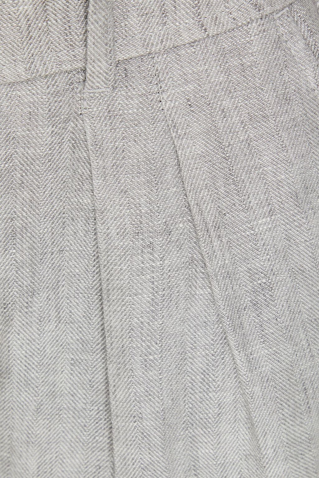 BRUNELLO CUCINELLI 헤링본 헴프 리넨 혼방 벨티드 테이퍼드 팬츠