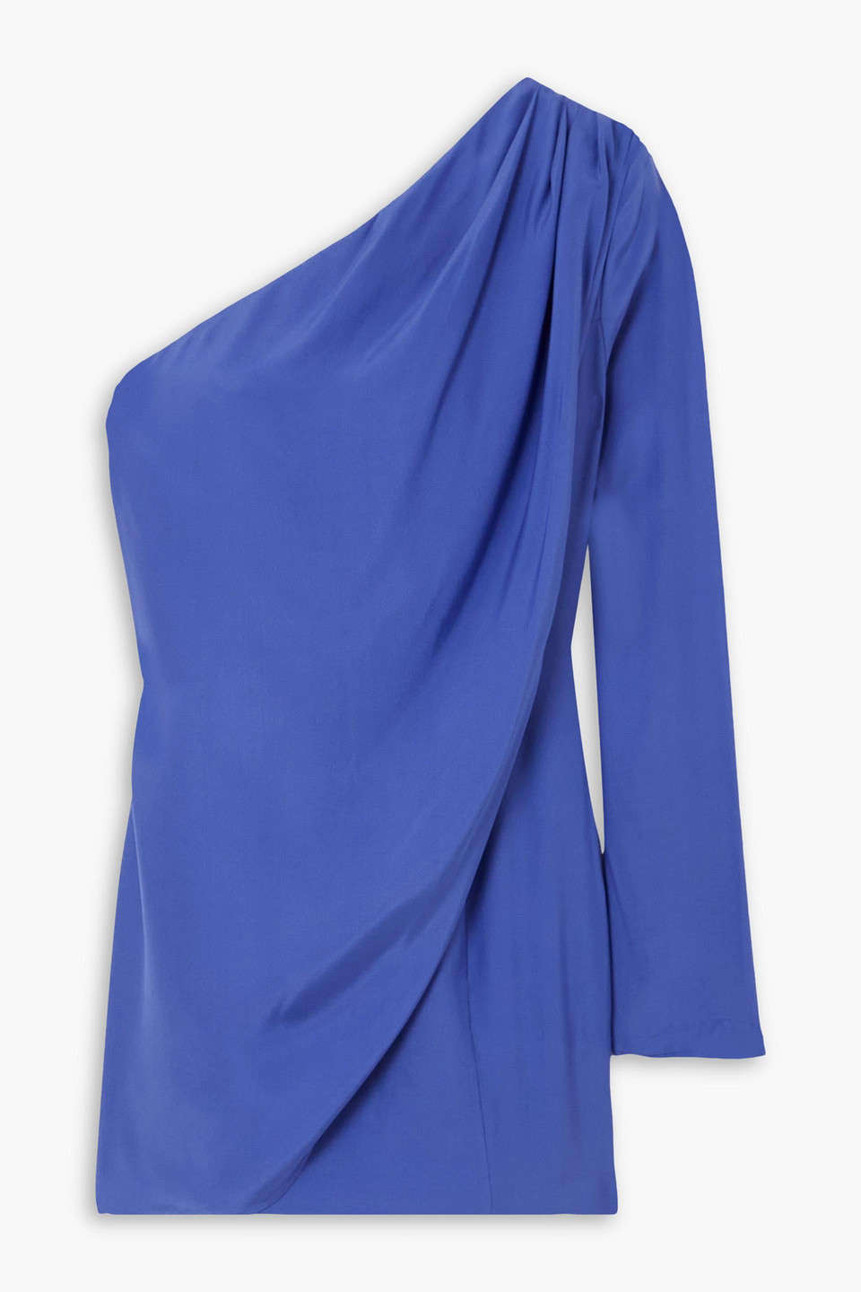 Gauge81 Oria One-sleeve Draped Silk-satin Mini Dress In Cobalt Blue