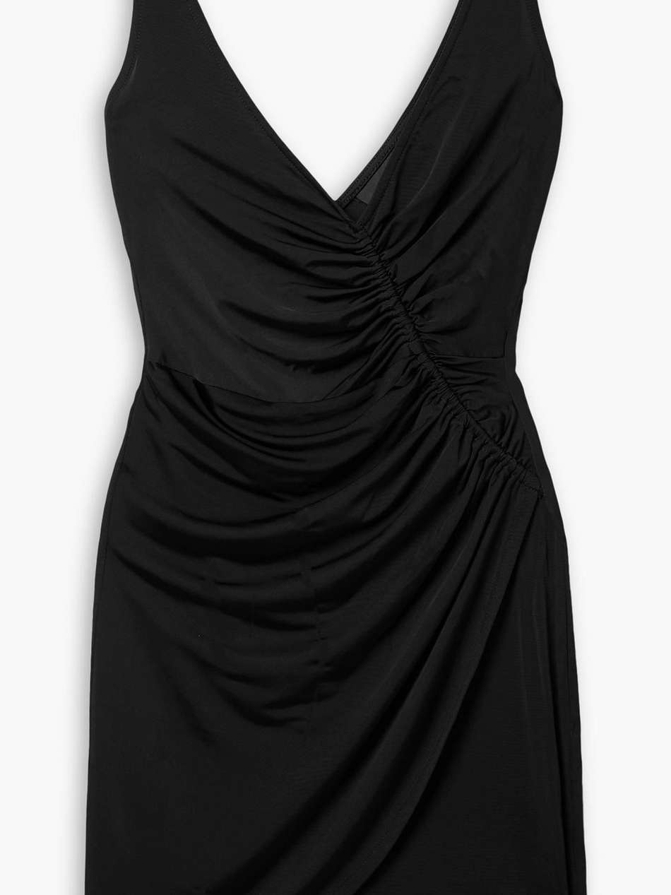 summer solstice ruched wrap-effect stretch-jersey mini dress