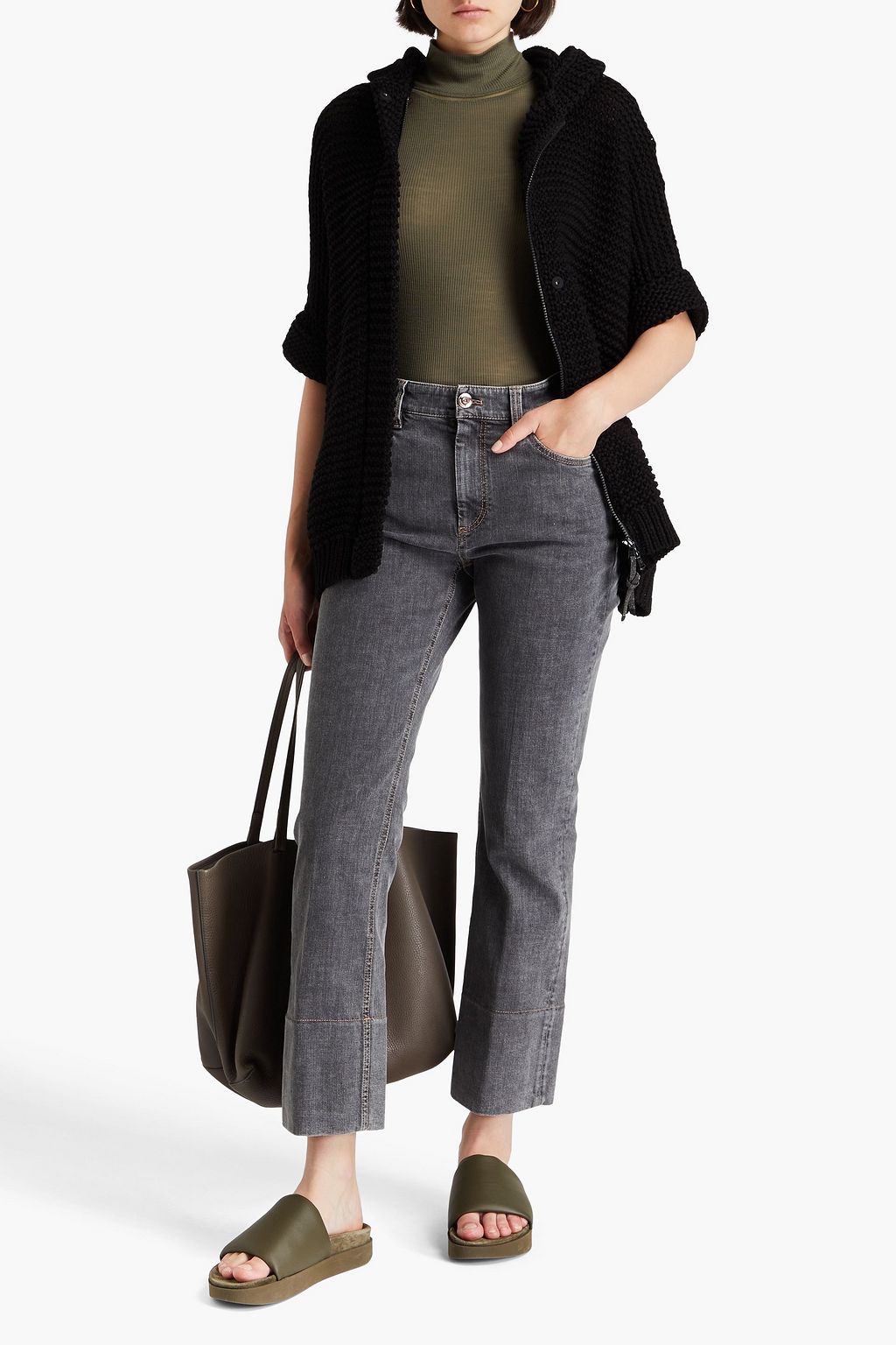 BRUNELLO CUCINELLI 하이라이즈 부츠컷 진