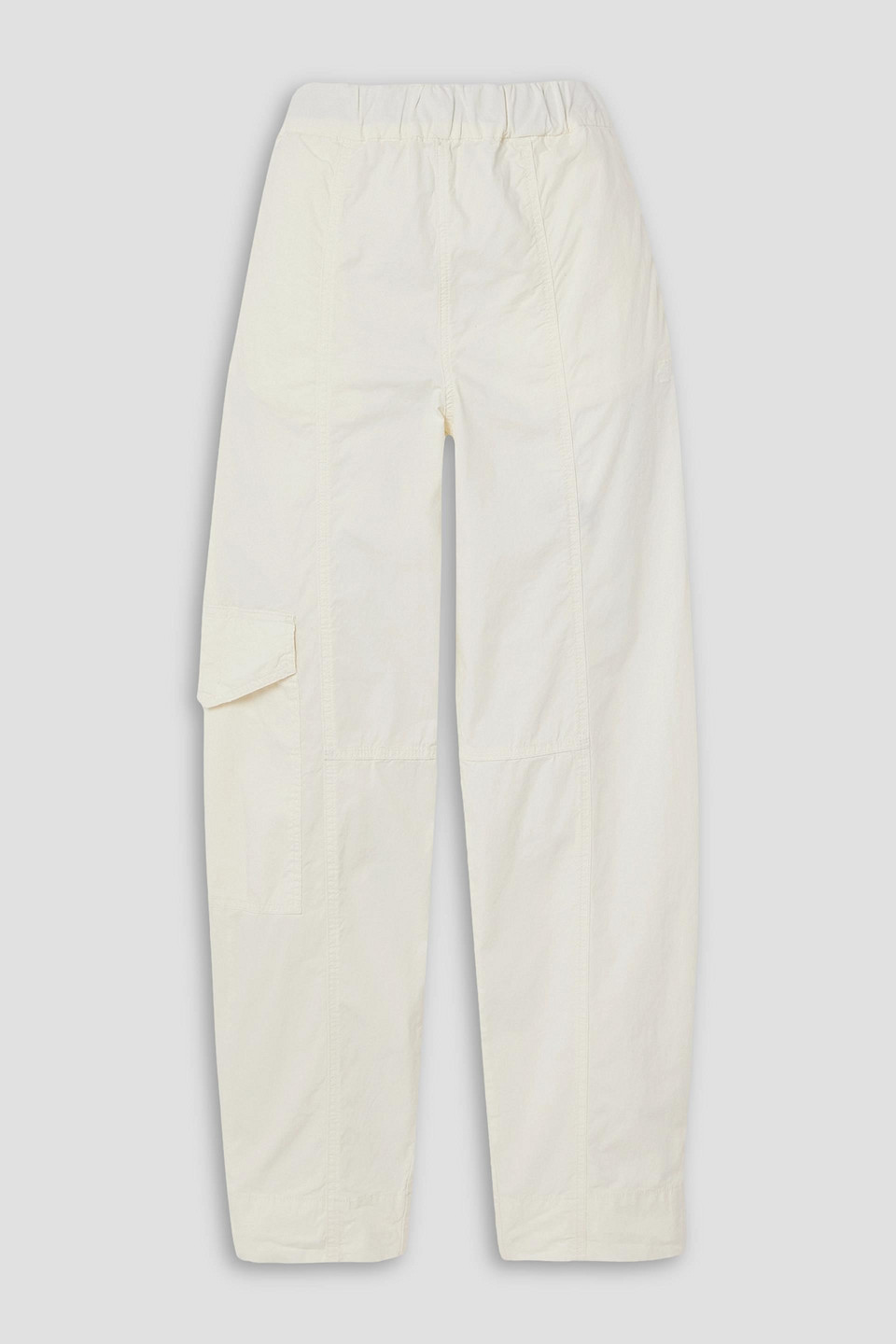 Ganni Cotton-blend Straight-leg Cargo Trousers In Cream