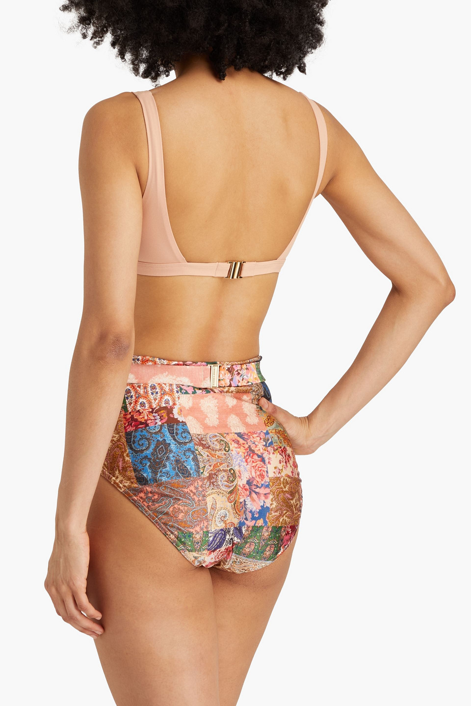 Zimmermann Paisley-print High-rise Bikini Briefs In Multicolor