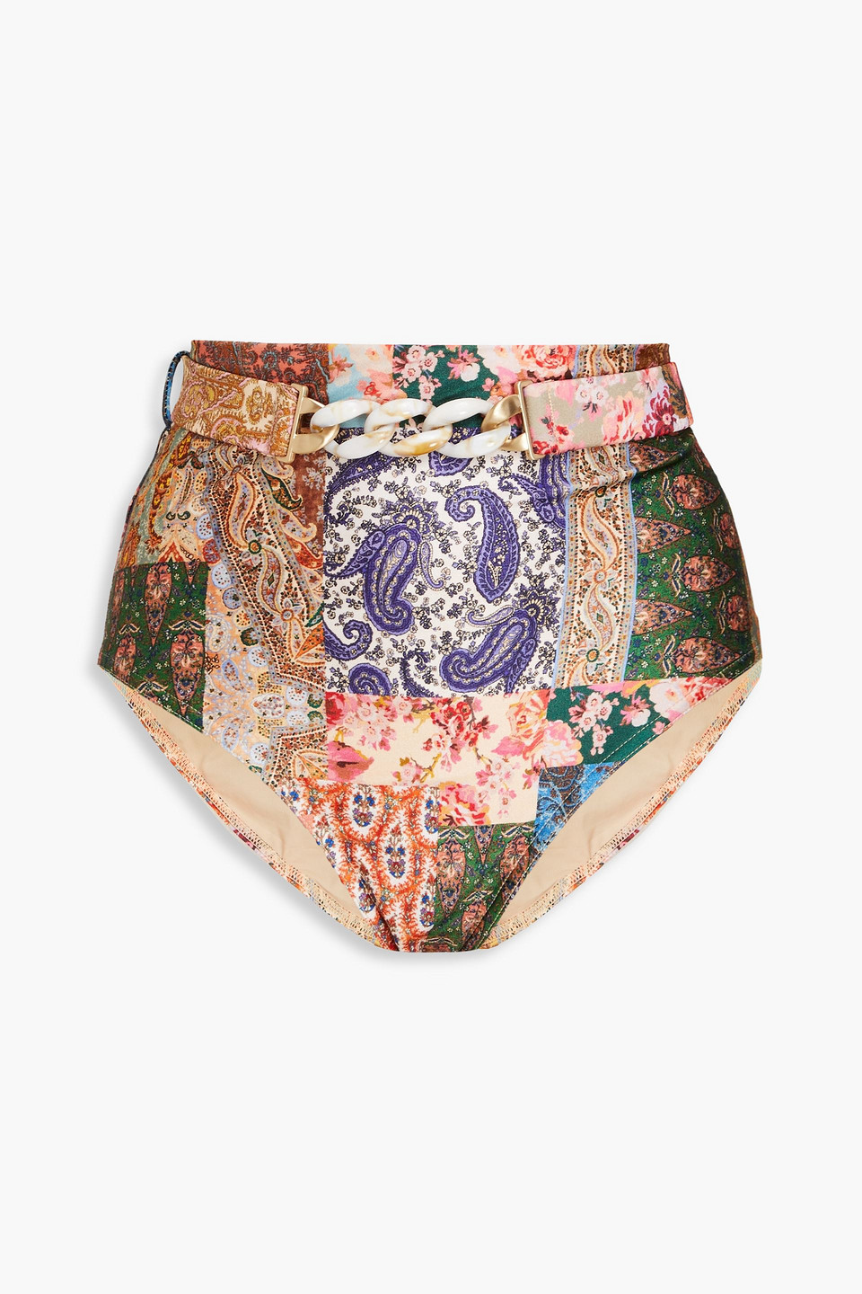 Zimmermann Paisley-print High-rise Bikini Briefs In Multicolor