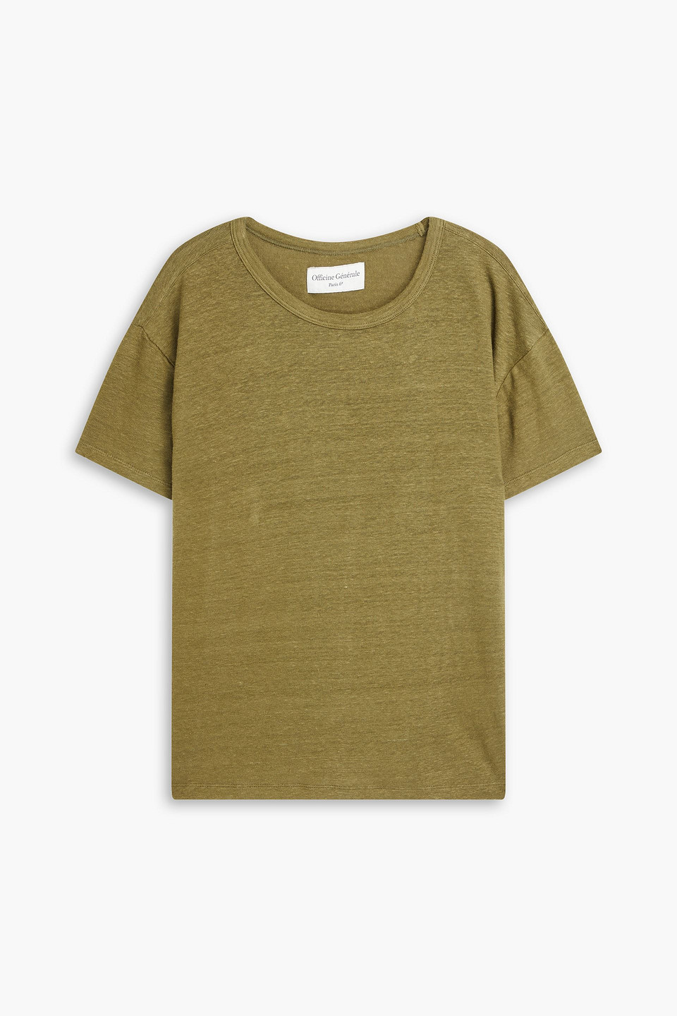 Officine Generale Lara Linen-blend Jersey T-shirt In Army Green