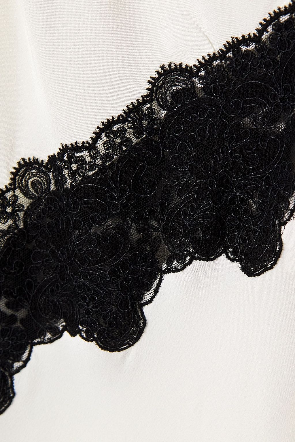 LORETTA CAPONI Thea corded lace-trimmed silk-satin chemise