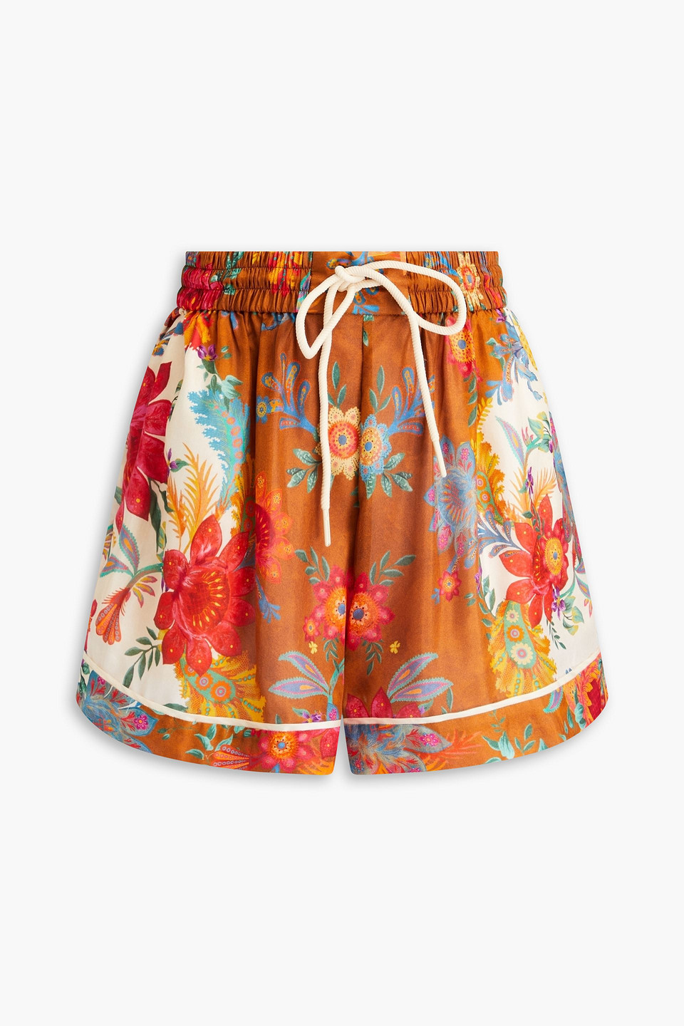 ZIMMERMANN FLORAL-PRINT SILK-SATIN SHORTS 