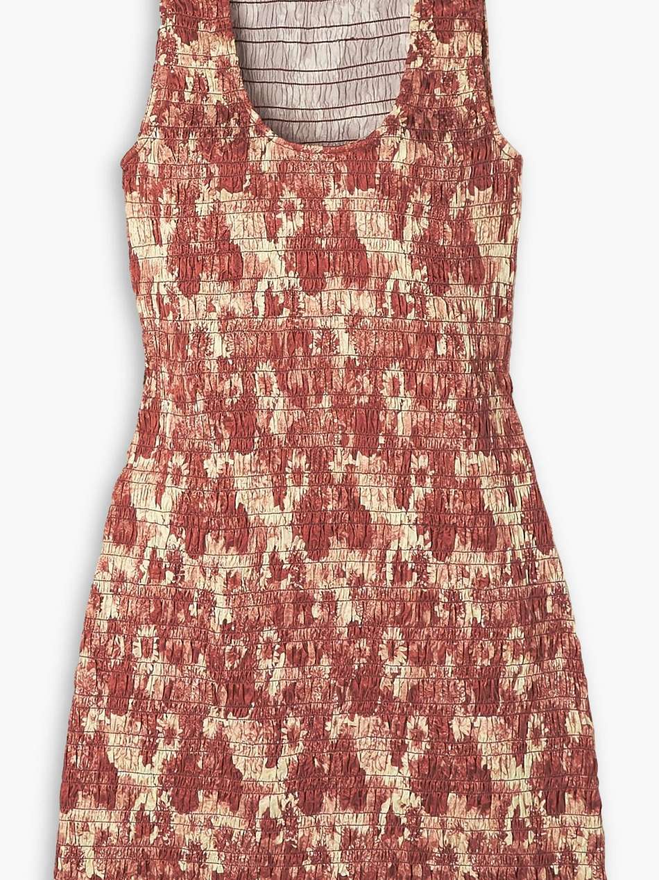 smocked stretch-satin mini dress