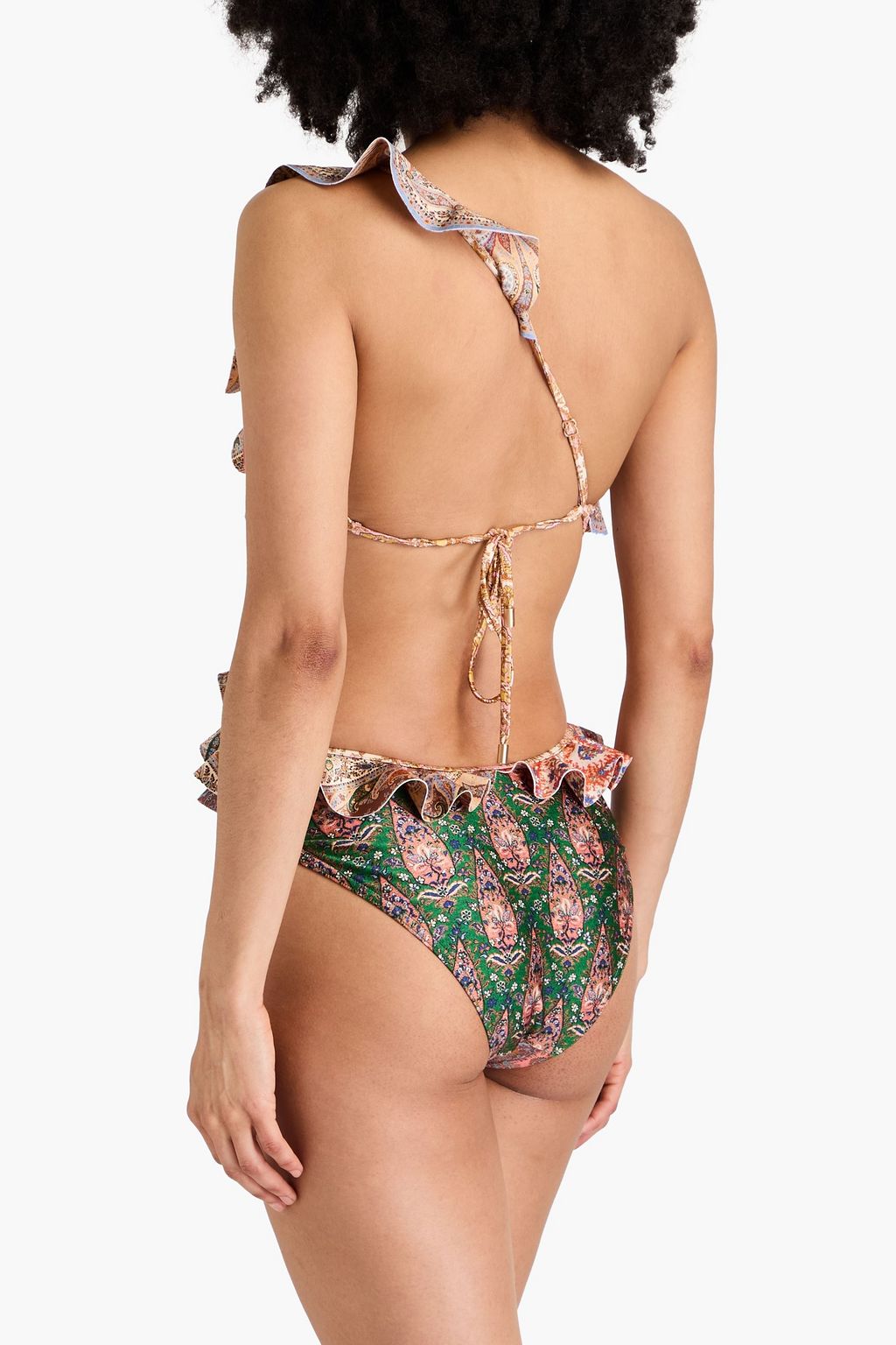ZIMMERMANN Devi one-shoulder ruffled paisley-print swimsuit