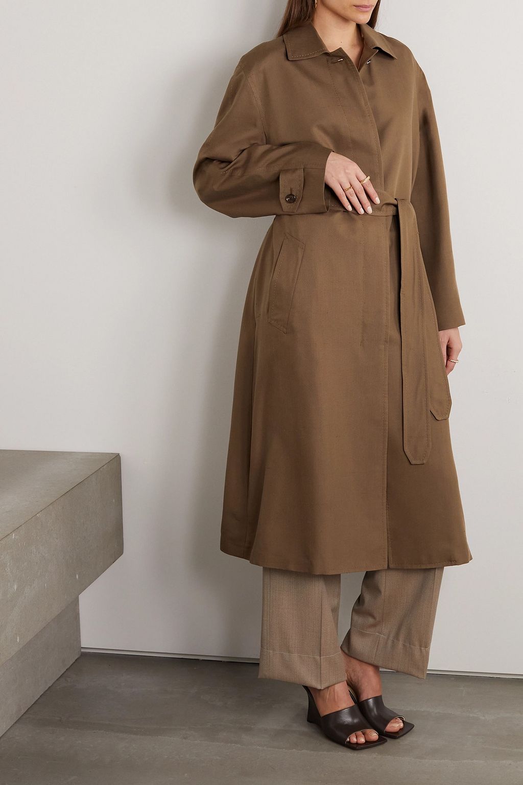 BRIONI Belted silk-canvas trench coat