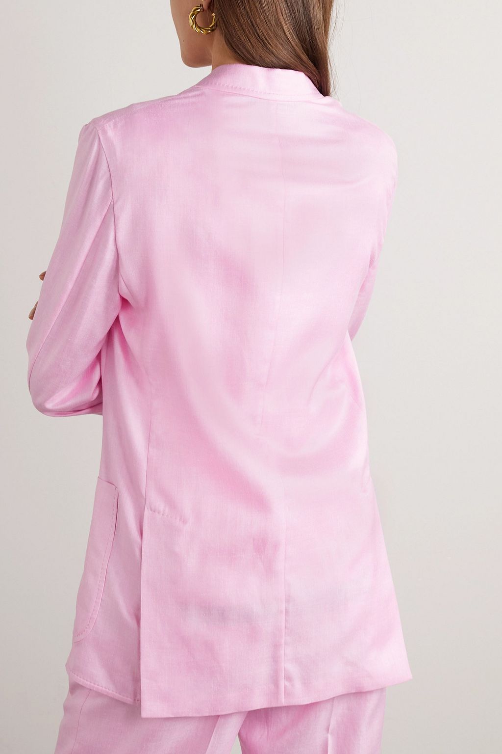 BRIONI Double-breasted silk, cashmere and linen-blend blazer