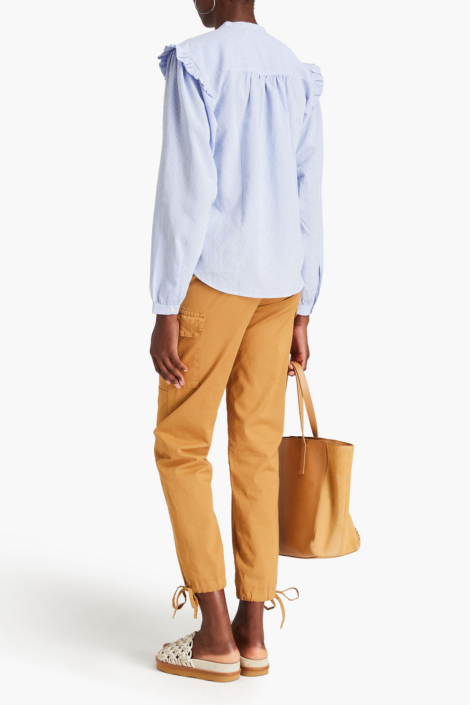 OFFICINE GENERALE CHARLINE RUFFLED STRIPED POPLIN TOP