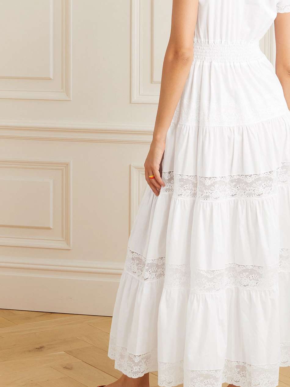 lulu lace-trimmed cotton-poplin maxi dress