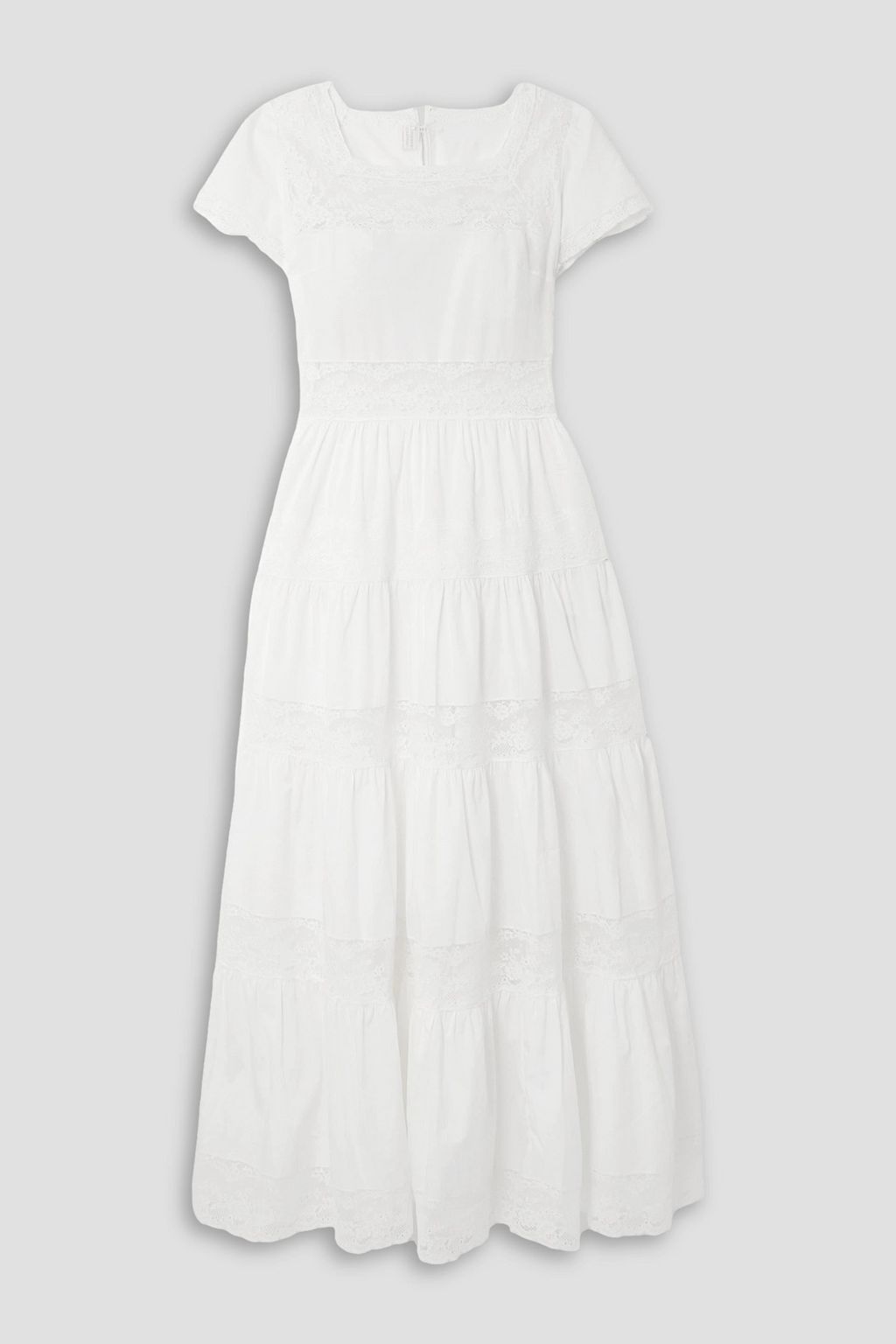LORETTA CAPONI Lulu lace trimmed cotton poplin maxi dress THE OUTNET