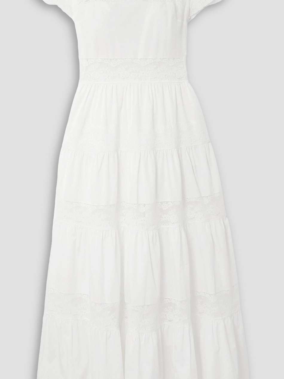 lulu lace-trimmed cotton-poplin maxi dress