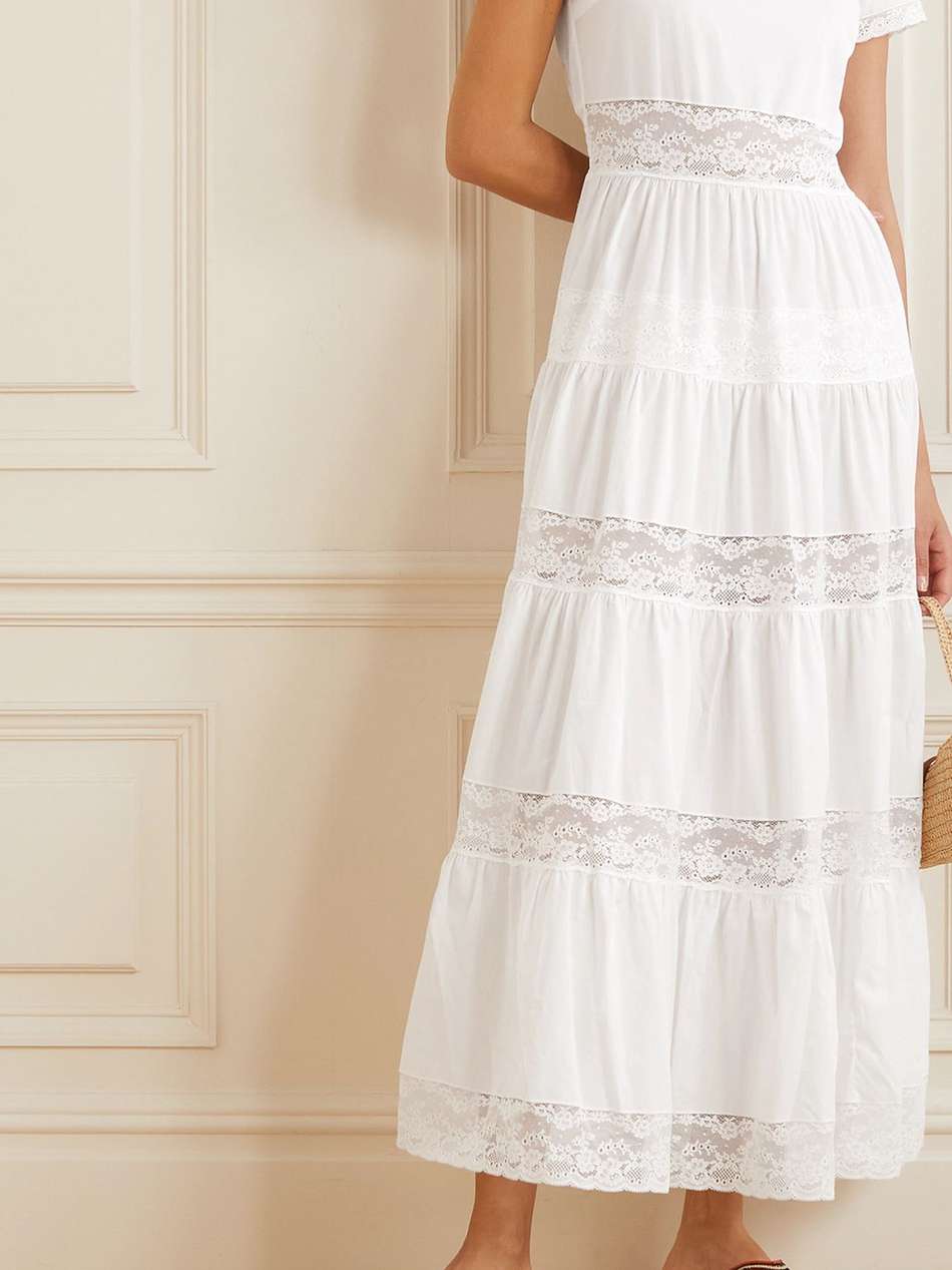 lulu lace-trimmed cotton-poplin maxi dress