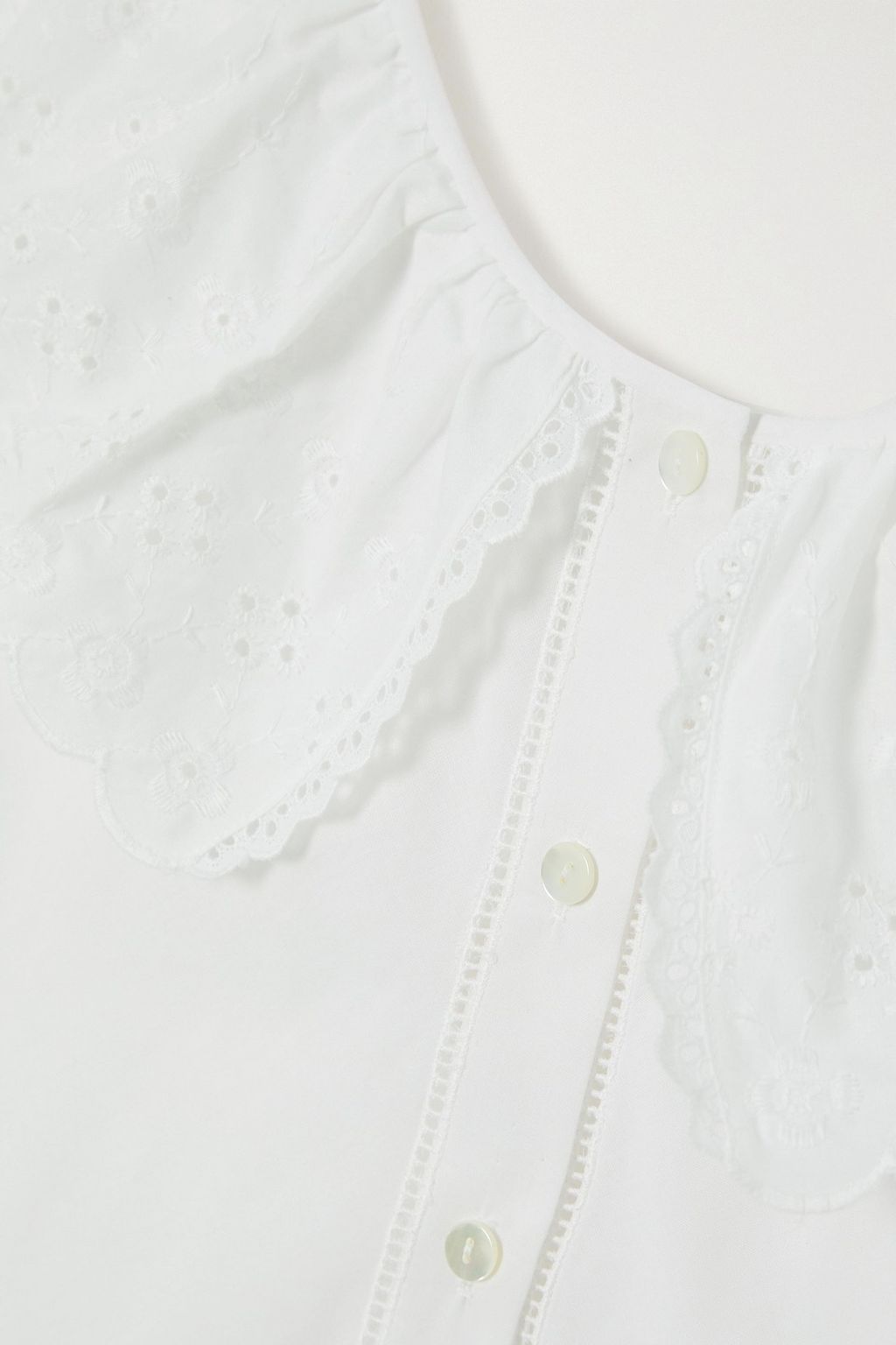 LORETTA CAPONI Desiree ruffled broderie anglaise cotton nightdress