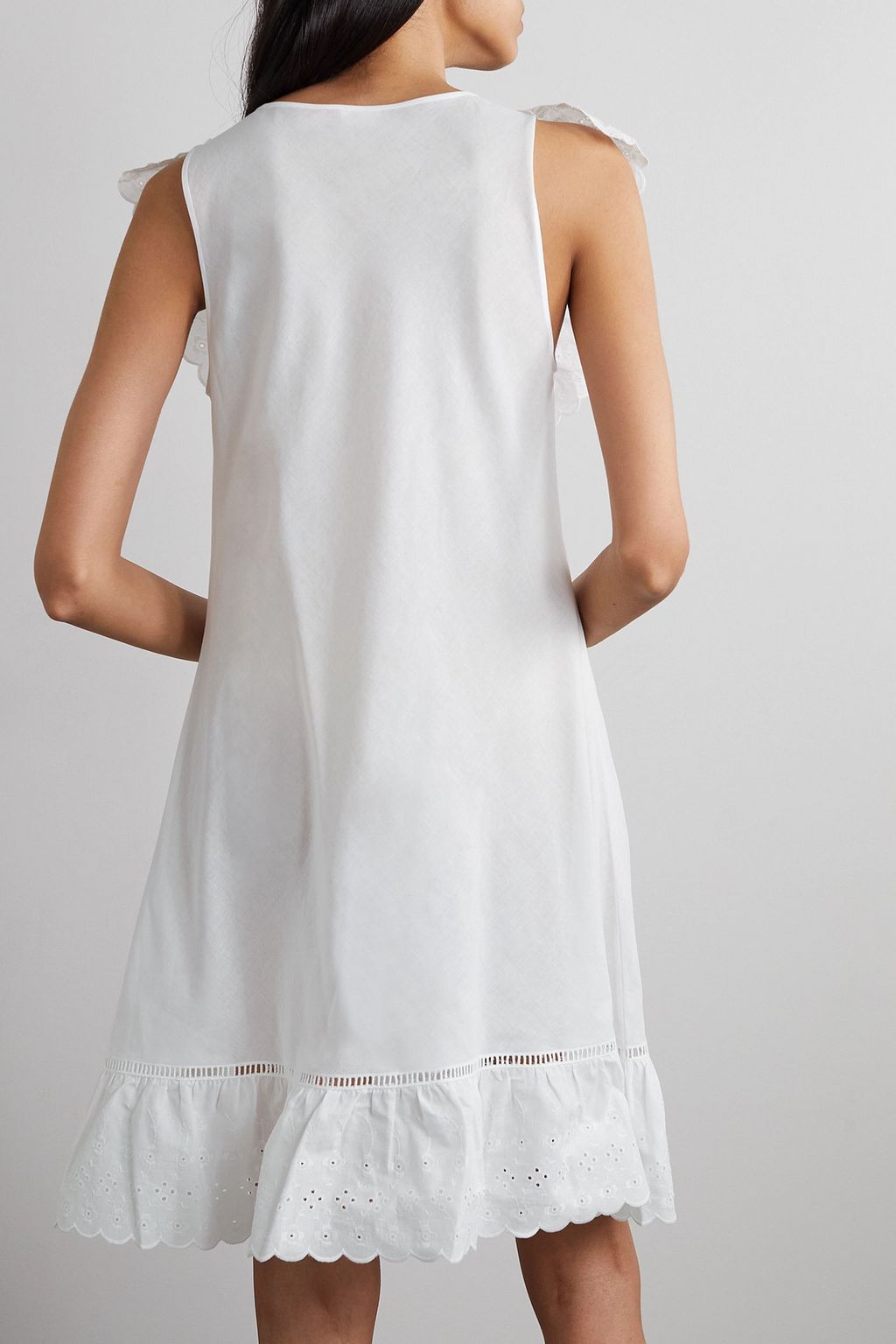 LORETTA CAPONI Desiree ruffled broderie anglaise cotton nightdress