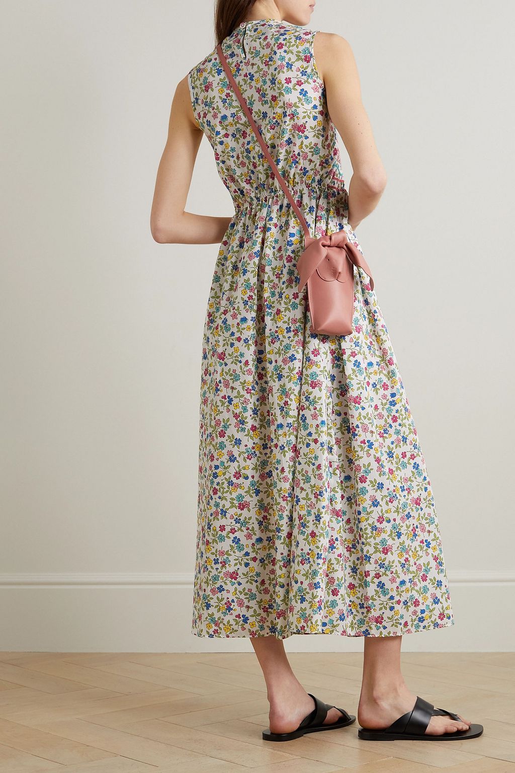 LORETTA CAPONI Gioia smocked floral-print poplin maxi dress