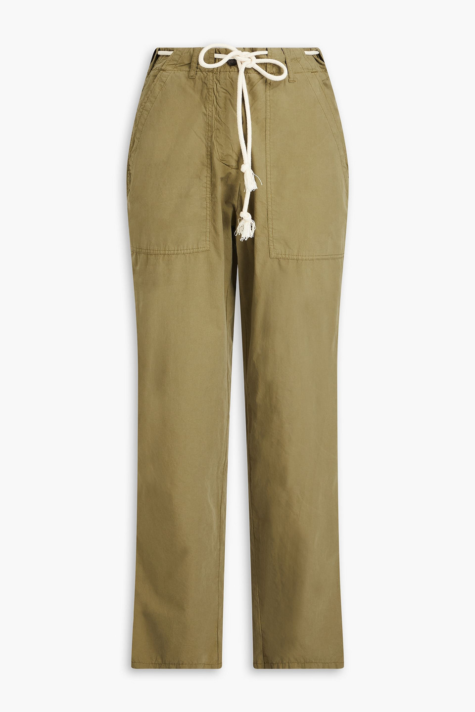 Officine Generale France Cotton Tapered Pants In Army Green