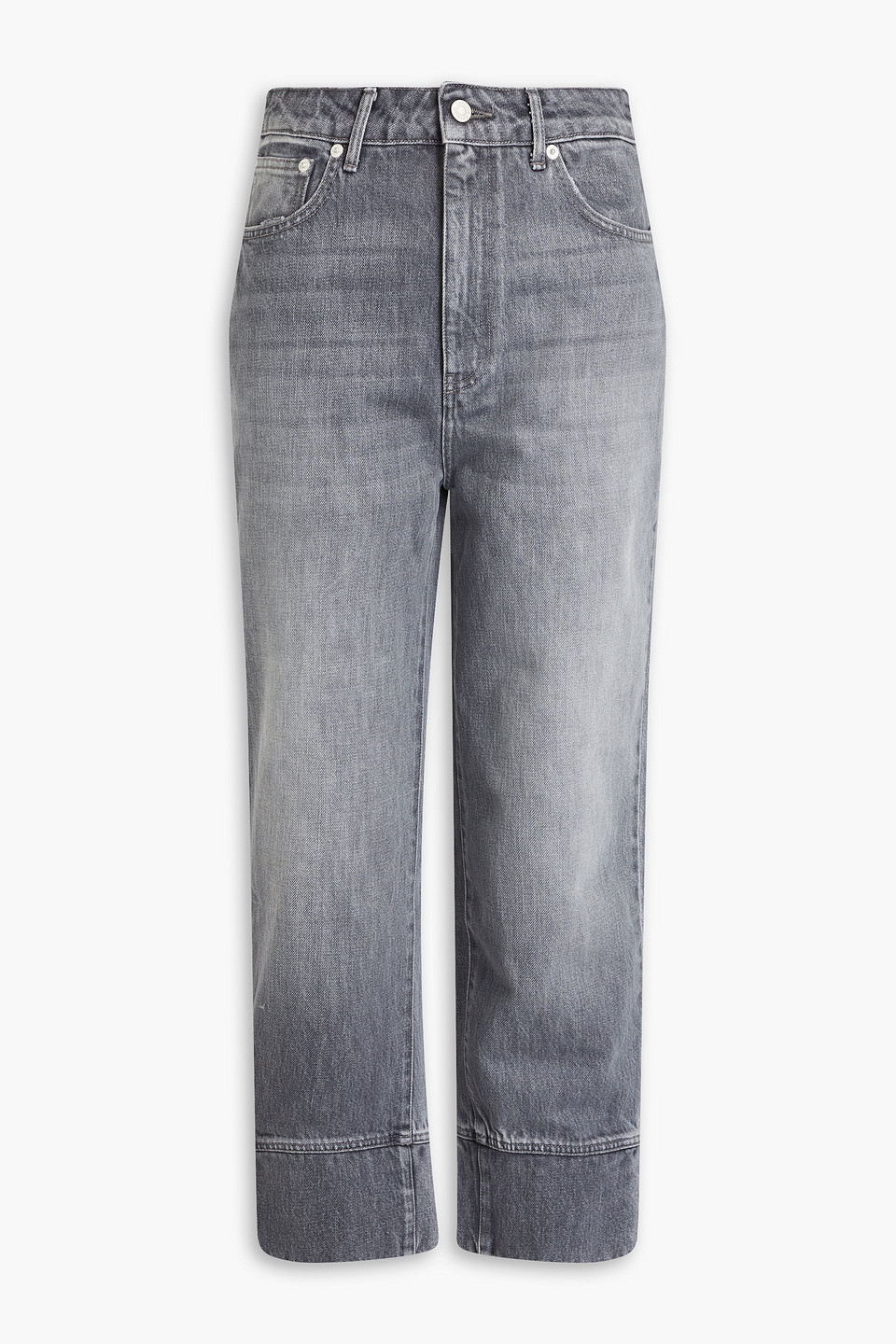 Officine Generale Zina Cropped High-rise Tapered Pants In Gray