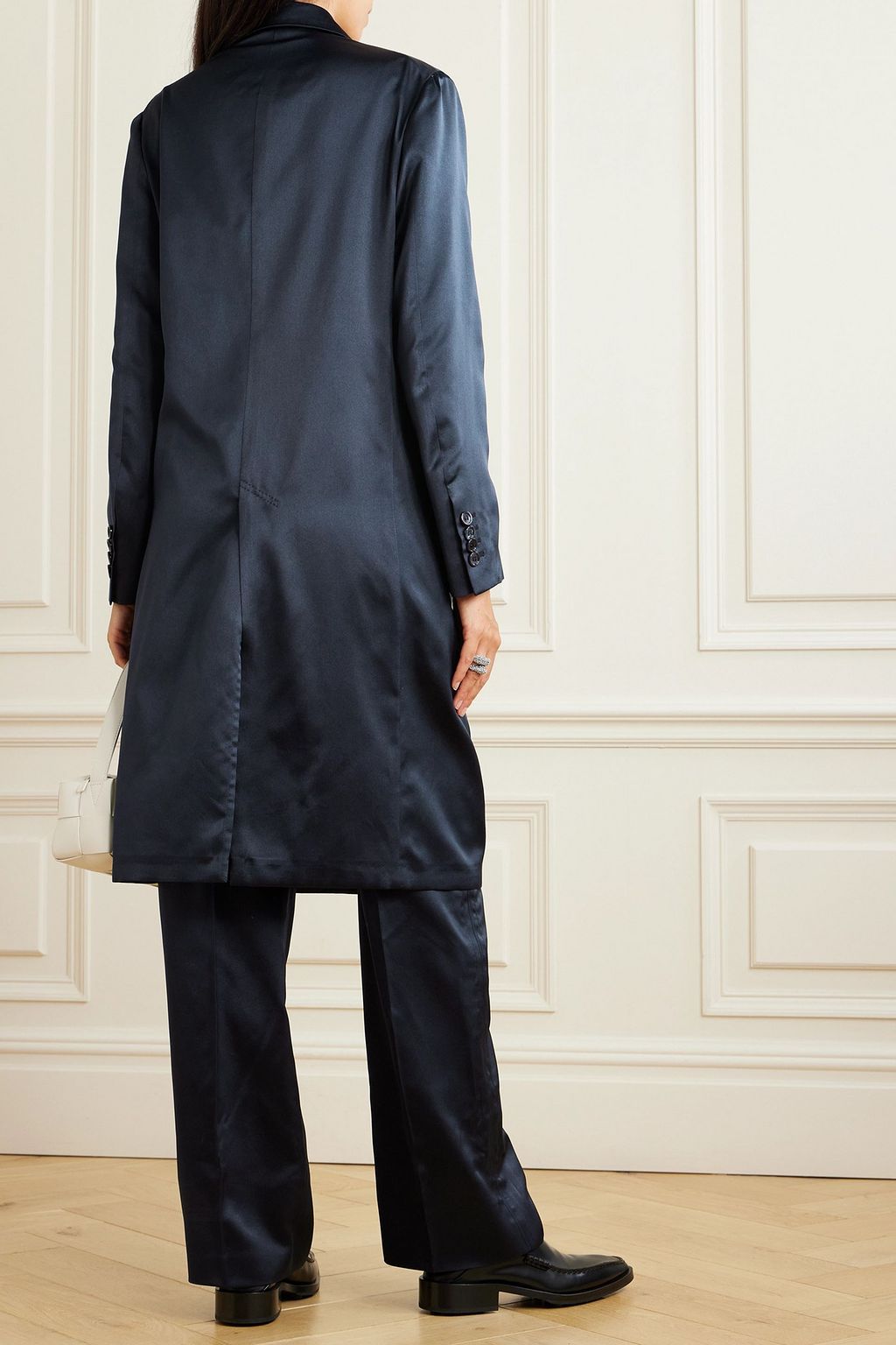 BRIONI Double-breasted silk-satin coat
