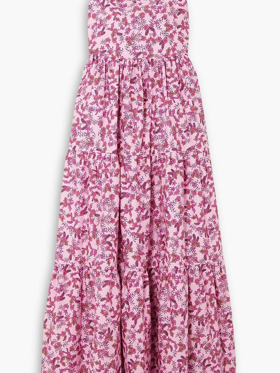 tiered floral-print cotton-poplin maxi dress