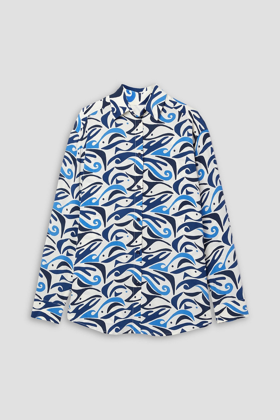 Matteau Printed Silk Crepe De Chine Shirt In Ivory