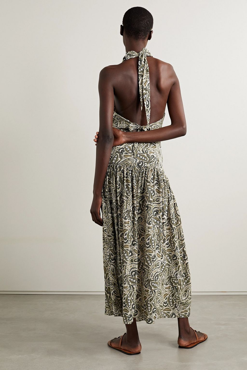 MATTEAU Paisley-print silk crepe de chine halterneck maxi dress
