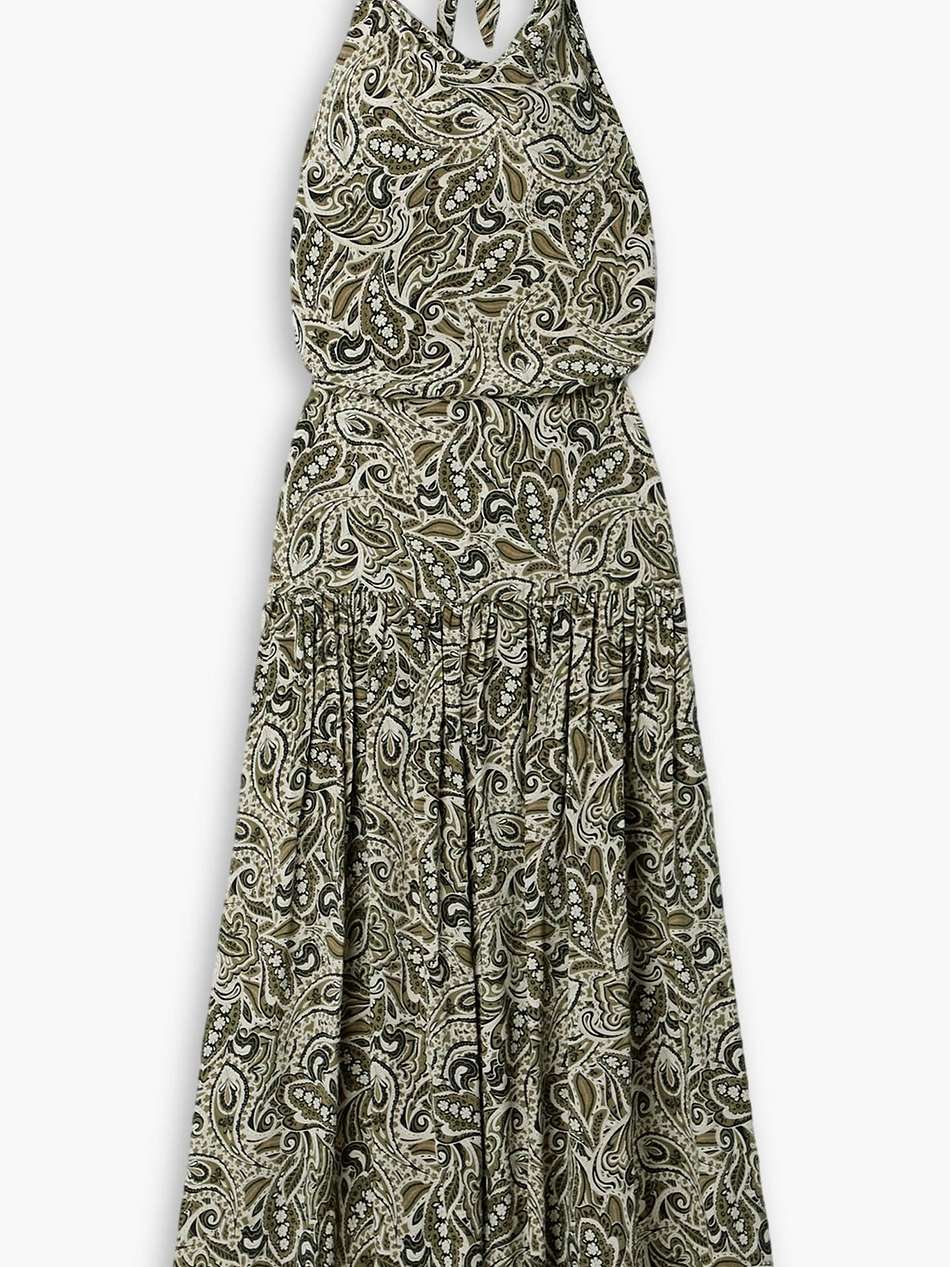 paisley-print silk crepe de chine halterneck maxi dress