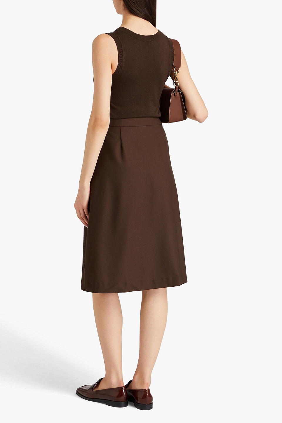 Officine Generale Calie Wool-tweed Midi Wrap Skirt In Chocolate