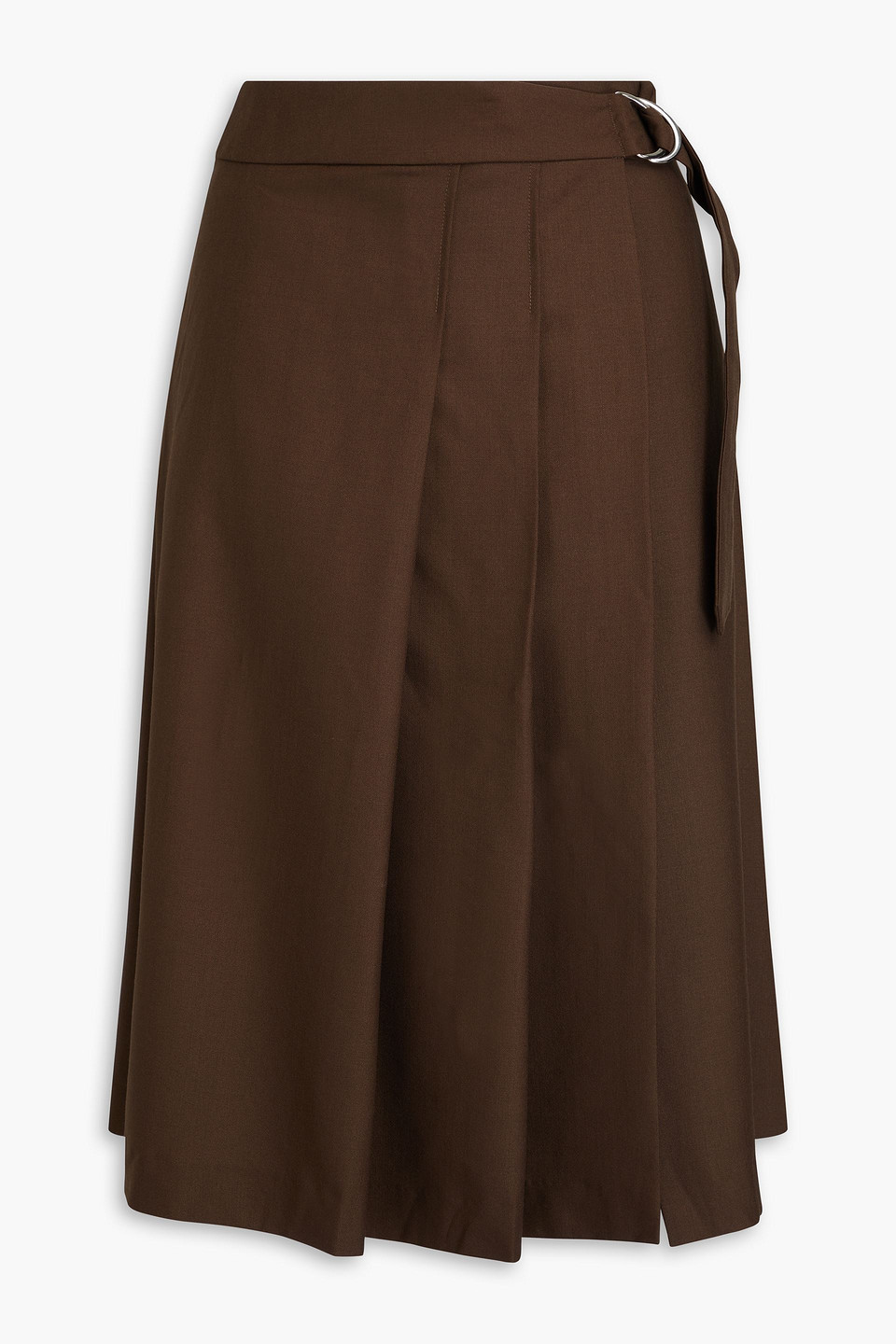 Officine Generale Calie Wool-tweed Midi Wrap Skirt In Chocolate