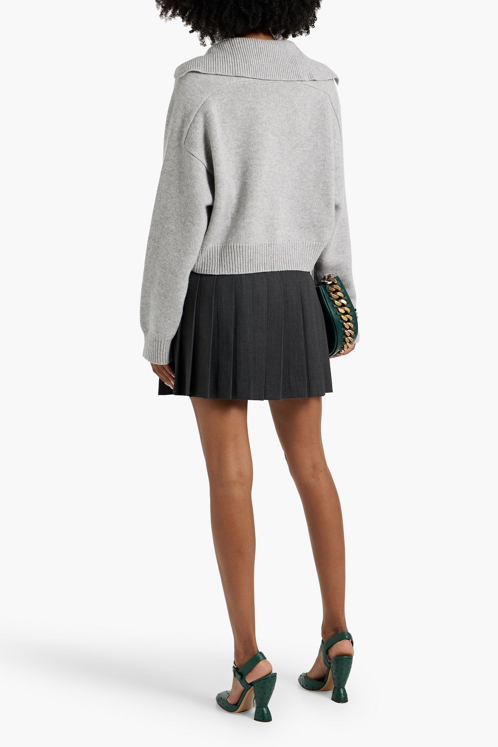 ALTUZARRA Haki pleated twill mini skirt