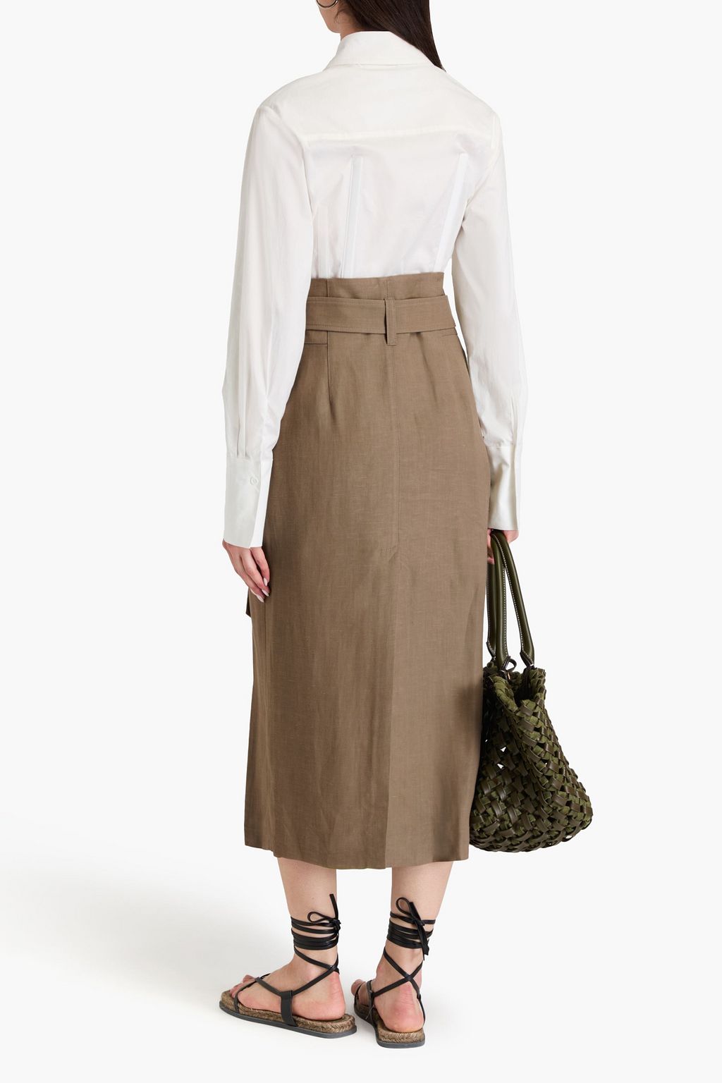 BRUNELLO CUCINELLI ツイル ミディラップスカート ベルト付き