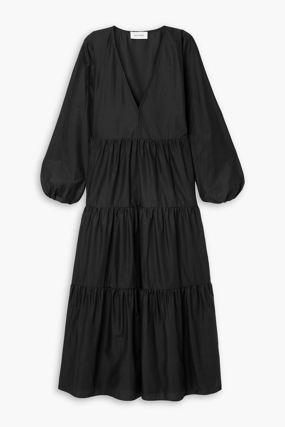 Matteau Tiered Cotton Maxi Dress In Black