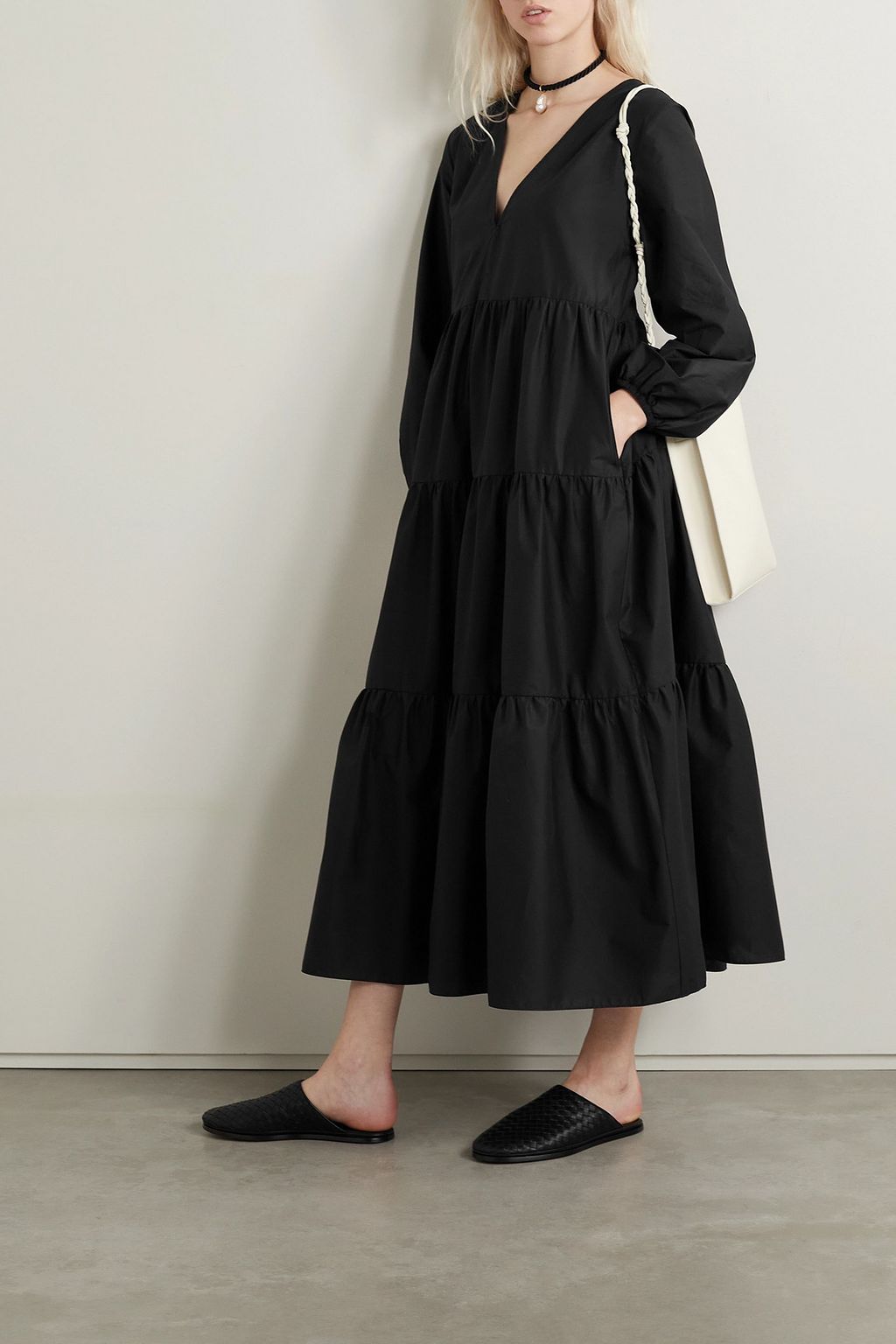 MATTEAU Tiered cotton-poplin maxi dress
