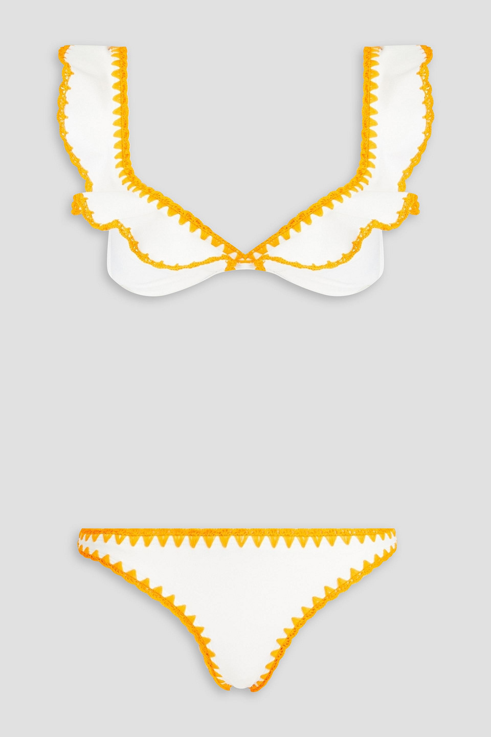 Zimmermann Crochet-trimmed Ruffled Bikini In White