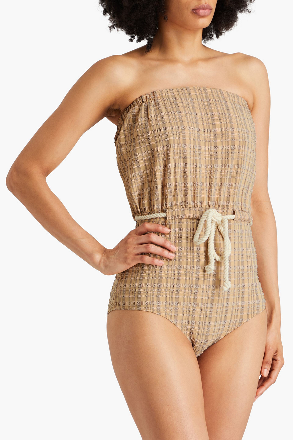 Lisa Marie Fernandez Victor Rope-detailed Seersucker Bandeau